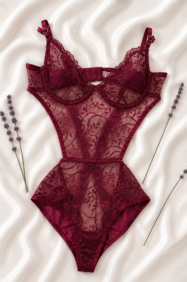 Kırmızı Dantel Bodysuit